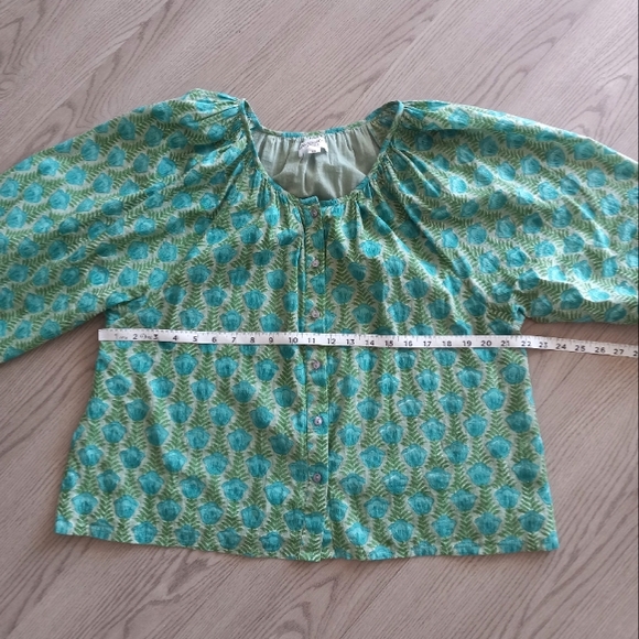 Emerson Fry India Collection Frances Blouse Organic Cotton Block Printed M - Picture 12 of 15